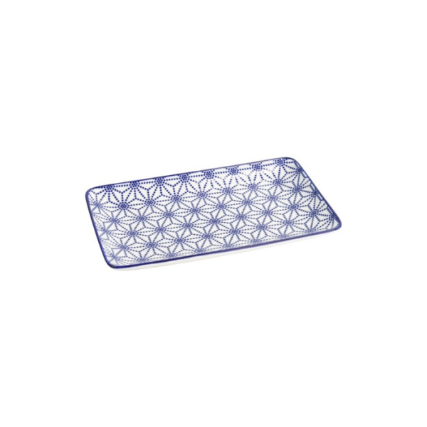 Sushi Plate Nippon Blue Stars Blue/White, Porcelain, 21 × 13.5 cm, Item No. 15610