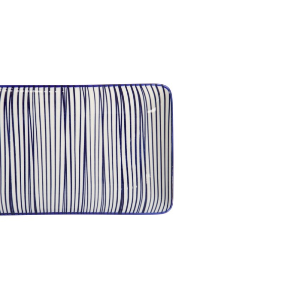 Sushi Plate Nippon Blue Lines Blue/White, Porcelain, 21 × 13.5 cm, Item No. 15986