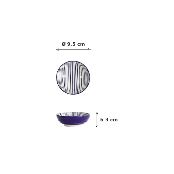 Sauce Bowl Nippon Blue Lines Blue/White, Porcelain, Ø 9.5 × 3 cm, 150 ml, Item No. 15988