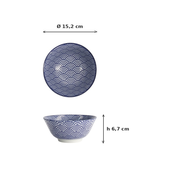 Tayo-Schale Nippon Blue Waves Blau/Weiß, Porzellan, Ø 15,2 × 6,7 cm, 500 ml, Art.-Nr. 16006