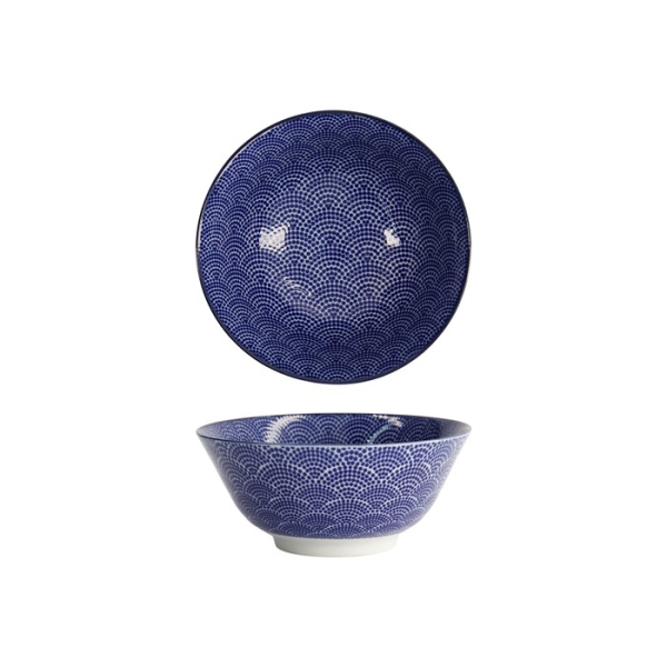 Tokyo Design Studio Tayo-Schale Nippon Blue Dots Blau/Weiß, Porzellan, Ø 15,2 × 6,7 cm, 500 ml