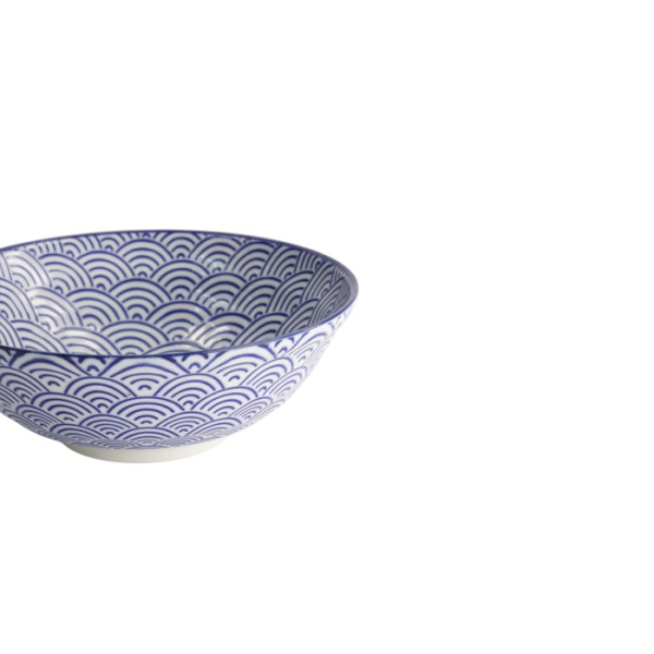 Ramen Bowl Nippon Blue Waves Blue/White, Porcelain, Ø 21 × 7.8 cm, 1 l, Item No. 16012