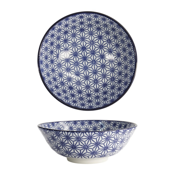 Tokyo Design Studio Ramen Bowl Soba Nippon Blue Stars Blue/White, Porcelain, Ø 21 × 7.8 cm, 1 l