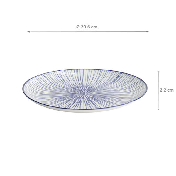 TDS, Teller, Nippon Blue, Lines, Ø 20,6 x 2,2 cm - Art Nr. 16021