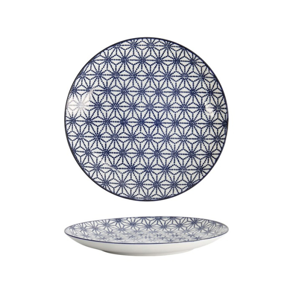 Tokyo Design Studio Teller Nippon Blue Stars Blau/Weiß, Porzellan, Ø 20,6 × 2,2 cm