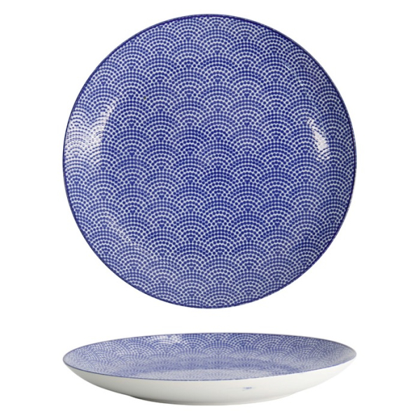 Tokyo Design Studio Plate Nippon Blue Dots Blue/White, Porcelain, Ø 25.7 × 3 cm