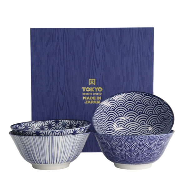 Tokyo Design Studio Tayo-Schalen-Set Nippon Blue (Blau/Weiß), Porzellan, Ø 15,2 × 6,7 cm, 500 ml