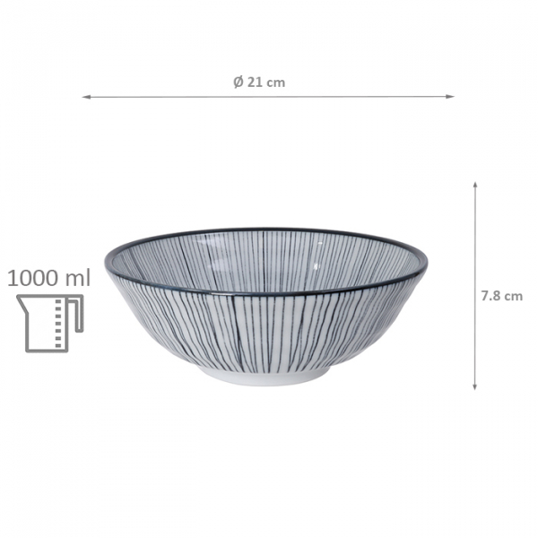 TDS, Soba-Schale, Nippon Black, Lines, Ø 21x 7,8 cm 1000 ml - Art Nr. 16053