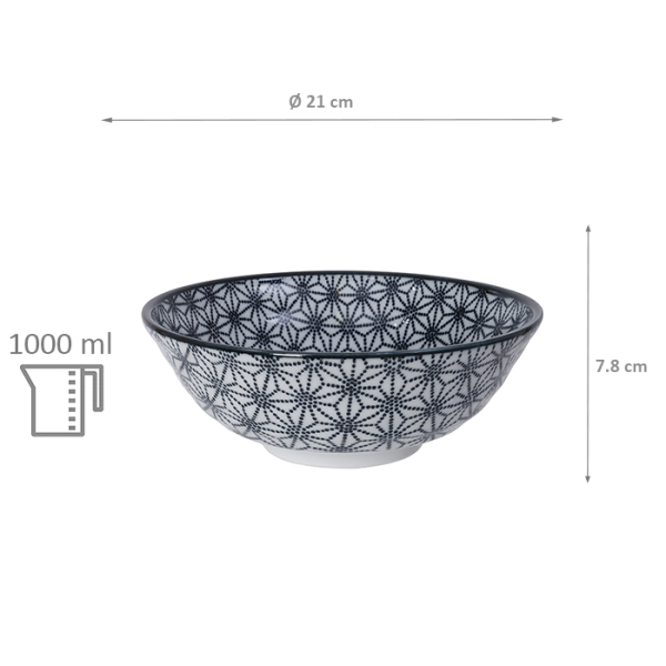 TDS, Soba-Schale, Nippon Black, Stars, Ø 21x 7,8 cm 1000 ml - Art Nr. 16055