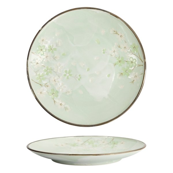 Tokyo Design Studio Teller Green Cosmos, Steinzeug, Ø 28,5 × 3,5 cm