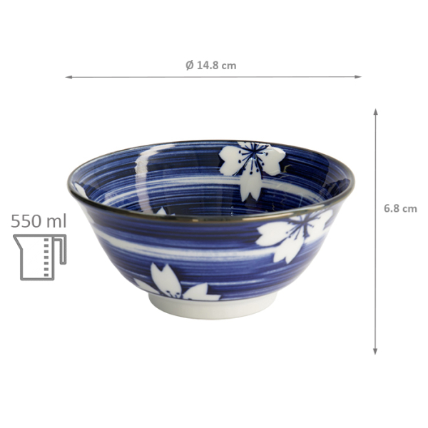 TDS, Bowl, Mixed Bowls, Ø 14.8 x 6.8 cm 550 ml, Hakeme Sakura - Item No. 16524
