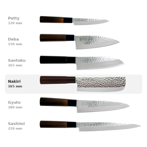 Nakiri-Messer (Gemüsemesser) im Hammerschlag-Stil, Edelstahl, Klinge 16,5 cm, Art.-Nr. 16607