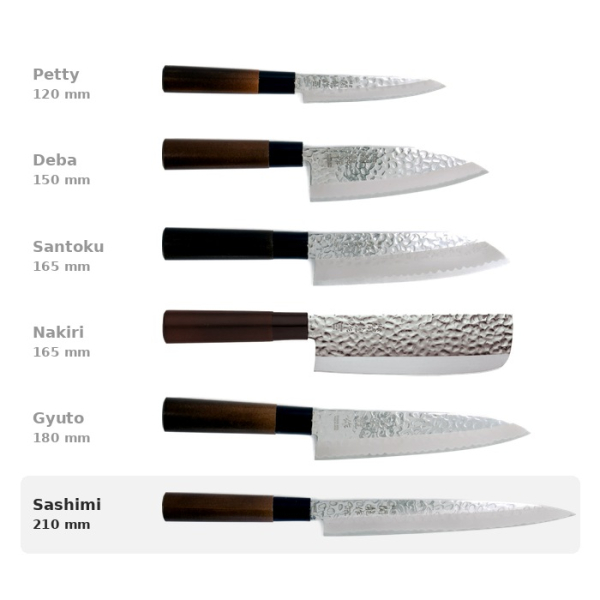 Sashimi-Messer (Filetiermesser) im Hammerschlag-Stil, Edelstahl, Klinge 21 cm, Art.-Nr. 16609