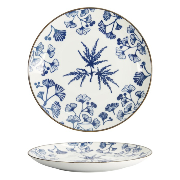 Tokyo Design Studio Plate Flora Japonica Maple Blue/White, Porcelain, Ø 25.7 × 3 cm