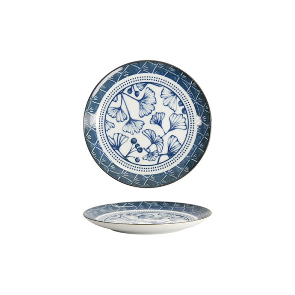 Tokyo Design Studio Plate Flora Japonica Ginkgo Blue/White, Porcelain, Ø 16 × 2 cm