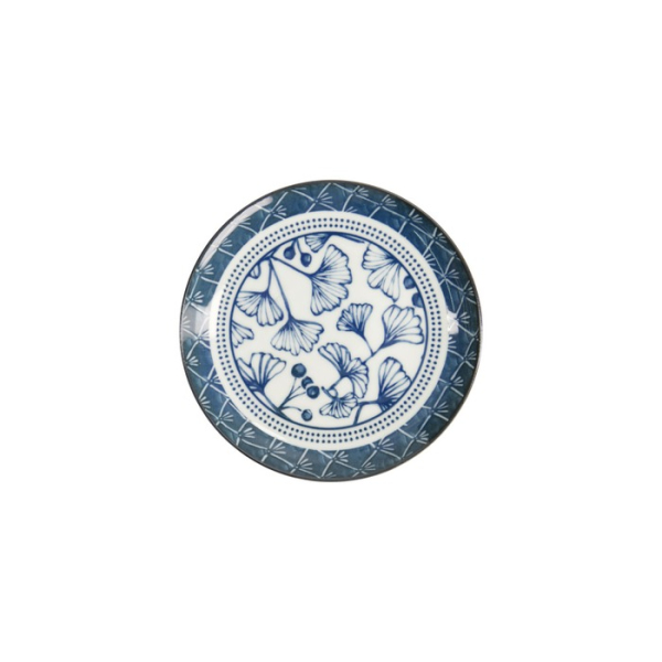 Plate Flora Japonica Ginkgo Blue/White, Porcelain, Ø 16 × 2 cm, Item No. 16847
