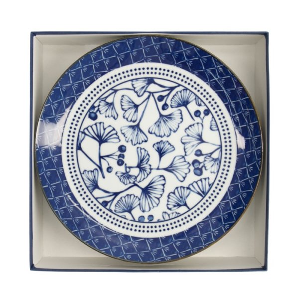 Teller-Set Flora Japonica Blau/Weiß in Geschenkbox, 4-tlg., Porzellan, Ø 25,7 × 3 cm, Art.-Nr. 16853