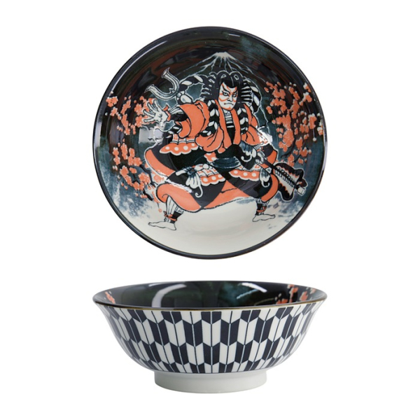 Tokyo Design Studio Ramenschale Asakusa Kabuki Weiß/Rot/Schwarz, Porzellan, Ø 20,5 × 8 cm, 1,25 l