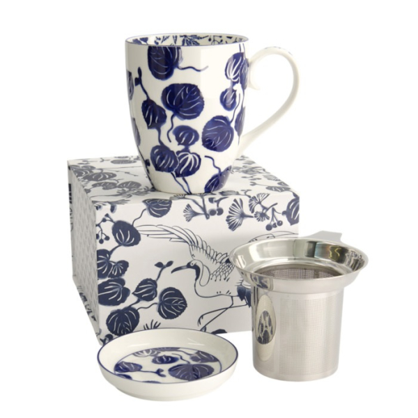 Tokyo Design Studio Tasse Flora Japonica Ivy Blau in Geschenkbox, Porzellan, 380 ml