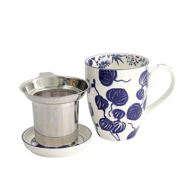 TDS, Mug Giftset, Flora Japonica, Ivy, w/Strainer and Tea Tip,  380ml - Item No 16979