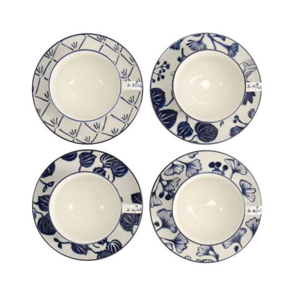 Cup and Saucer Set Flora Japonica Blue in a gift box, 8 pcs., Porcelain, 250 ml, Item No. 16980
