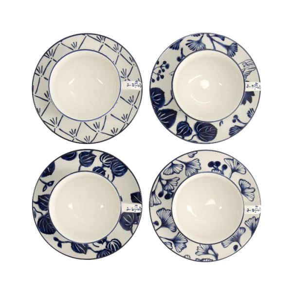 TDS, Cup Set with saucers, 8-piece set, Flora Japonica, 250 ml, Item No. 16980