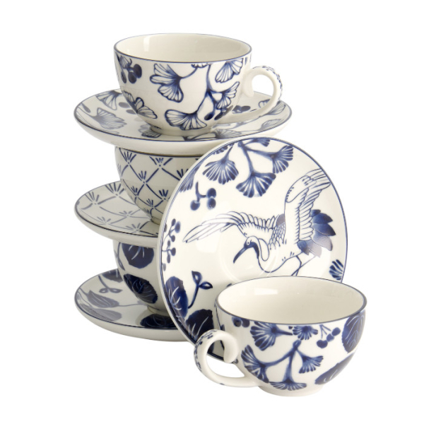 TDS, Cup Set with saucers, 8-piece set, Flora Japonica, 250 ml, Item No. 16980