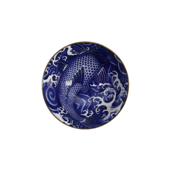 Rice Bowl Japonism Carp Blue, Porcelain, Ø 18 × 9 cm, 1 l, Item No. 17107