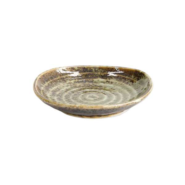 Triangular Sauce Dish Shinryoku Green, Stoneware, 9.7 × 2 cm, Item No. 17389