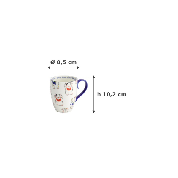 Tasse Kawaii Lucky Cat Classic Weiß in Geschenkbox, Porzellan, Ø 8,5 × 10,2 cm, 380 ml, Art.-Nr. 17619