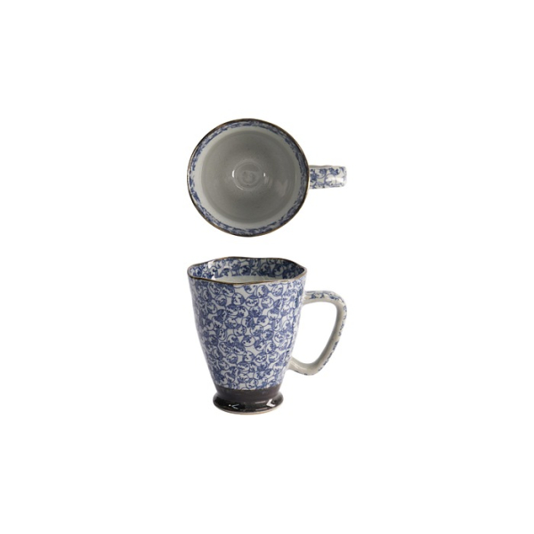 Tokyo Design Studio Tasse Fan Blau/Grau, Steinzeug, Ø 9 × 11 cm, 400 ml