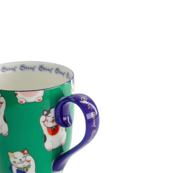 Tasse Kawaii Lucky Cat Classic Grün in Geschenkbox, Porzellan, Ø 8,5 × 10,2 cm, 380 ml, Art.-Nr. 17729