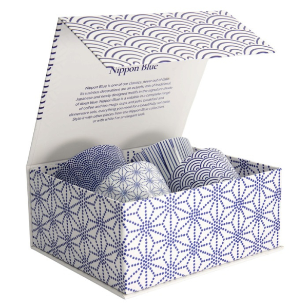 Tea Cup Set Nippon Blue (Blue/White), 4 pcs., Porcelain, Ø 8.3 × 6.5 cm, 180 ml, Item No. 17836