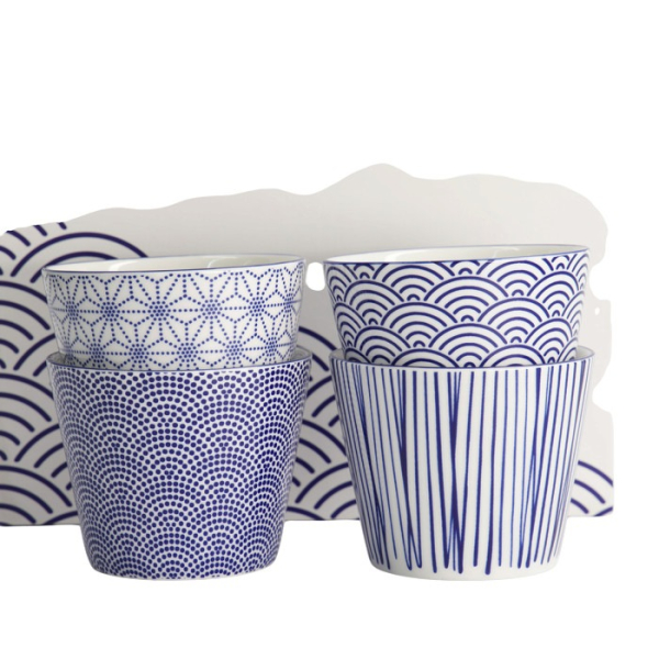 Tea Cup Set Nippon Blue (Blue/White), 4 pcs., Porcelain, Ø 8.3 × 6.5 cm, 180 ml, Item No. 17836