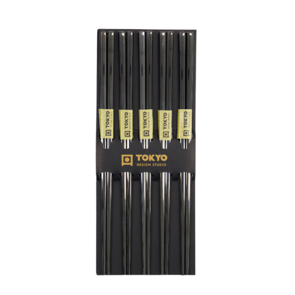 Stainless Steel Black Chopstick Set at g-HoReCa