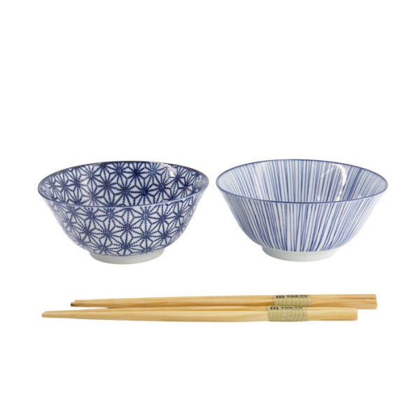Tayo-Schalen-Geschenkset mit Essstäbchen Nippon Blue (Blau/Weiß), Porzellan, Ø 15,2 × 6,7 cm, 500 ml, Art.-Nr. 17951
