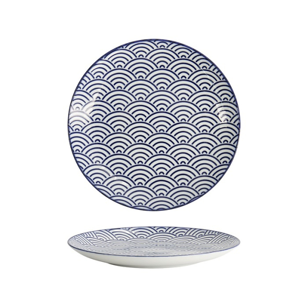 Tokyo Design Studio Teller Nippon Blue Waves Blau/Weiß, Porzellan, Ø 20,6 × 2,2 cm