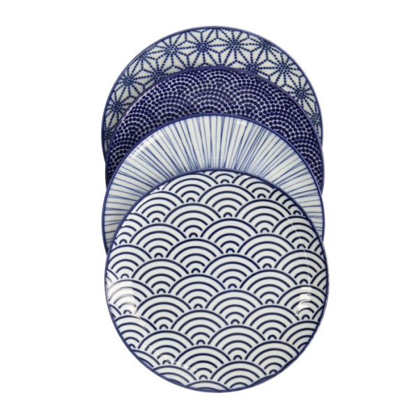 Tokyo Design Studio Plate Set Nippon Blue Blue/White, 4 pcs., Porcelain, Ø 20.6 × 2.2 cm
