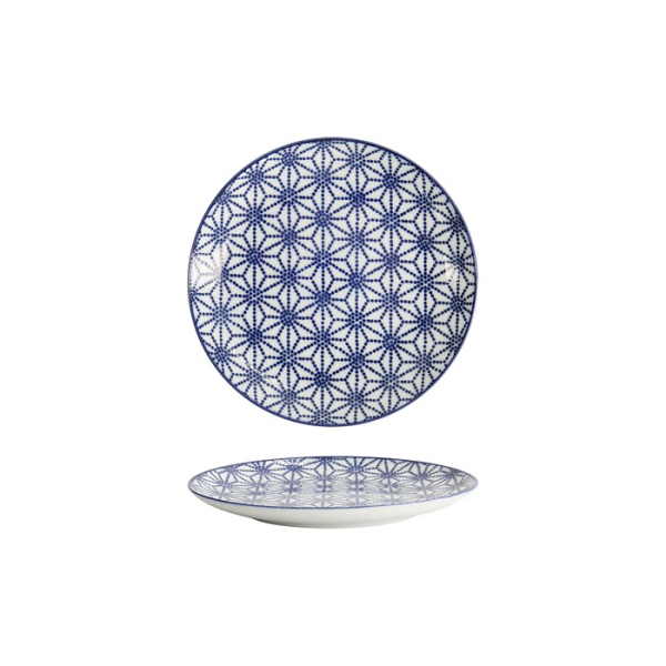 Tokyo Design Studio Teller Nippon Blue Stars Blau/Weiß, Porzellan, Ø 16 × 2 cm
