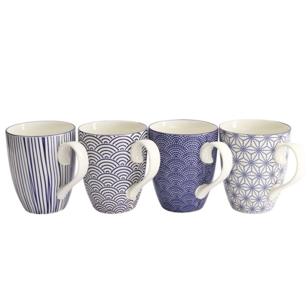 Tassen-Set Nippon Blue Blau/Weiß in Geschenkbox, 4-tlg., Porzellan, Ø 8,5 × 10,2 cm, 380 ml, Art.-Nr. 17989