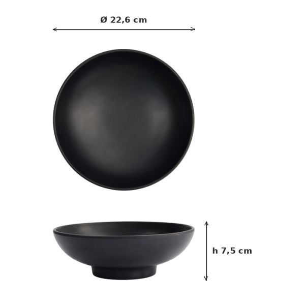 Bowl Black, Melamine, Ø 22.6 × 7.5 cm, 950 ml, Item No. 18235