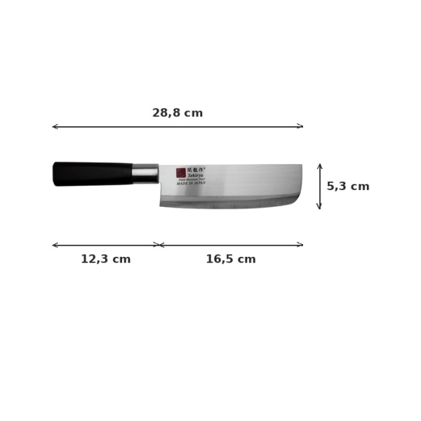Nakiri-Messer (Gemüsemesser) Sekiryu, rostfreier Messerstahl, Klinge 16,5 cm, Griff aus schwarzem ABS-Kunststoff, Art.-Nr. 18288