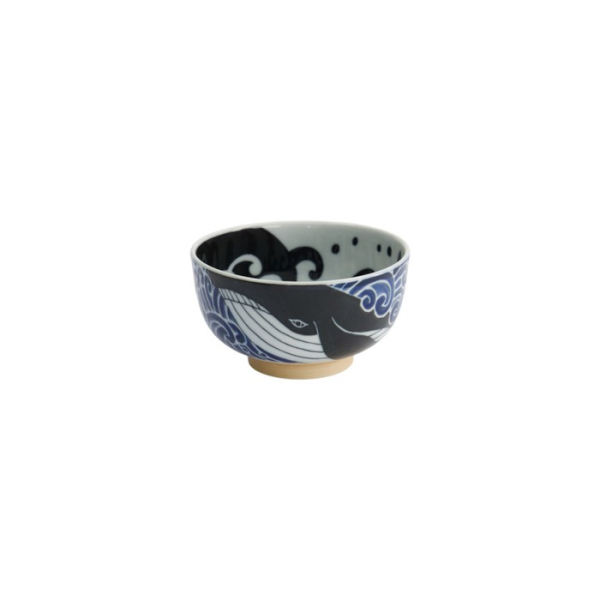 Bowl Kawaii Ohira Whale Blue/White, Porcelain, Ø 12.8 × 7 cm, 300 ml, Item No. 18329