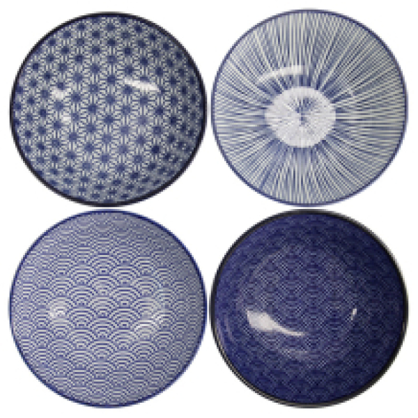 Ramenschalen-Set Nippon Blue (Blau/Weiß), 4-tlg., Porzellan, Ø 21 × 7,8 cm, 1 l, Art.-Nr. 18357