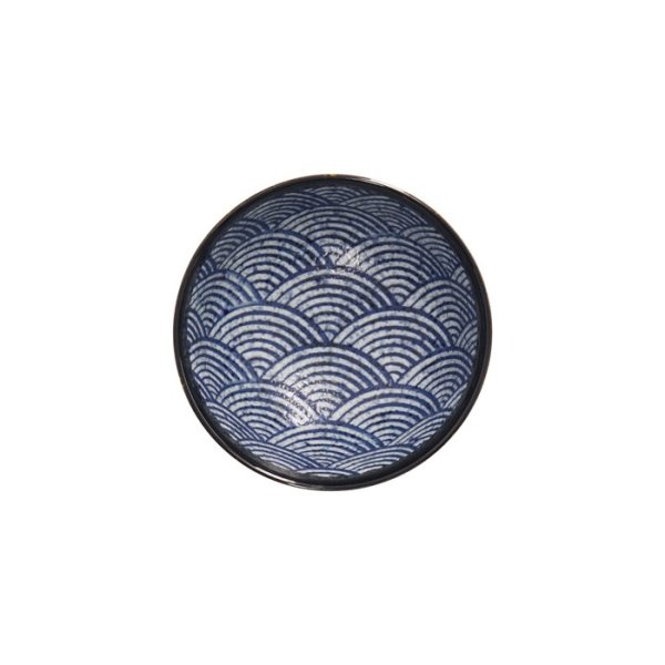 Rice Bowl Aisai Seigaiha Blue, Stoneware, Ø 16.8 × 8.8 cm, 900 ml, Item No. 18574