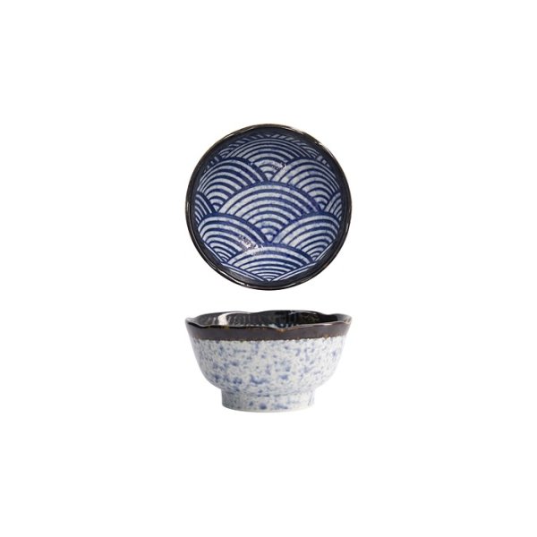 Tokyo Design Studio Bowl Aisai Seigaiha Blue, Stoneware, Ø 11.4 × 6 cm, 300 ml
