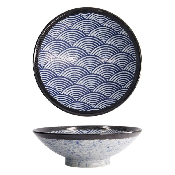 Tokyo Design Studio Bowl Aisai Seigaiha Blue, Stoneware, Ø 24.5 × 8 cm, 1.4 l