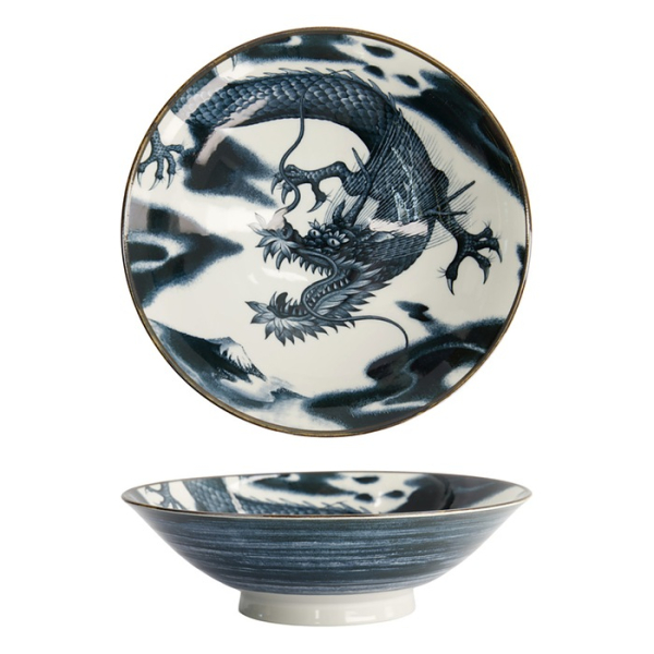Tokyo Design Studio Bowl Japonism Dragon Dark Grey, Porcelain, Ø 25.2 × 7.7 cm
