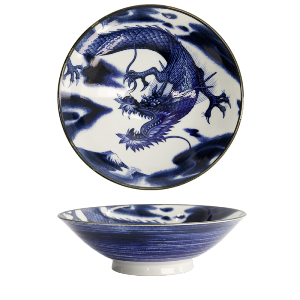 TDS, Japonism Bowl, Blue, Ø 25.2 x 7.7 cm, Dragon, Item No. 22515