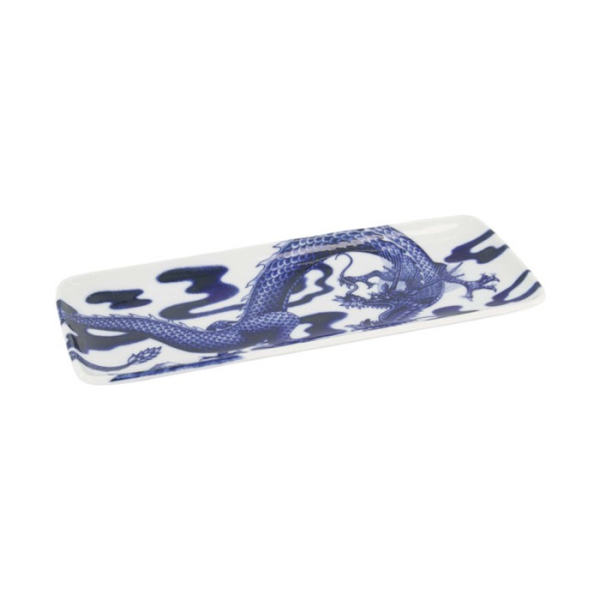Serving Platter Japonism Dragon Blue/White, Porcelain, 28.5 × 14 × 2.5 cm, Item No. 18769
